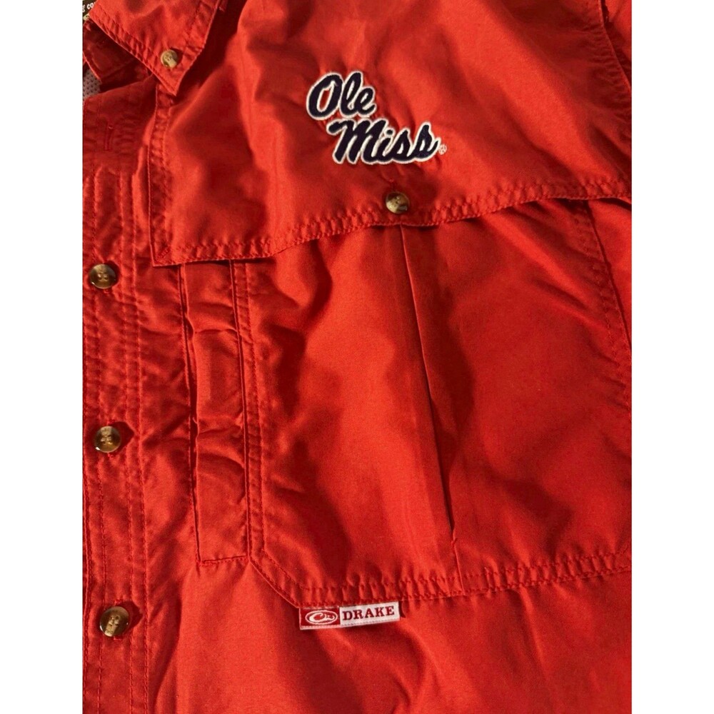 Drake Ole Miss Rebels NCAA Button-Up Shirt Red Size 3XL Fan Apparel